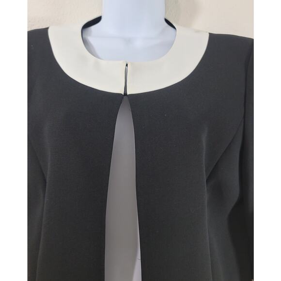 Preston & York Black White Lined Women's Blazer 12 Lightweight Hook  Eye Closure - Picture 2 of 5